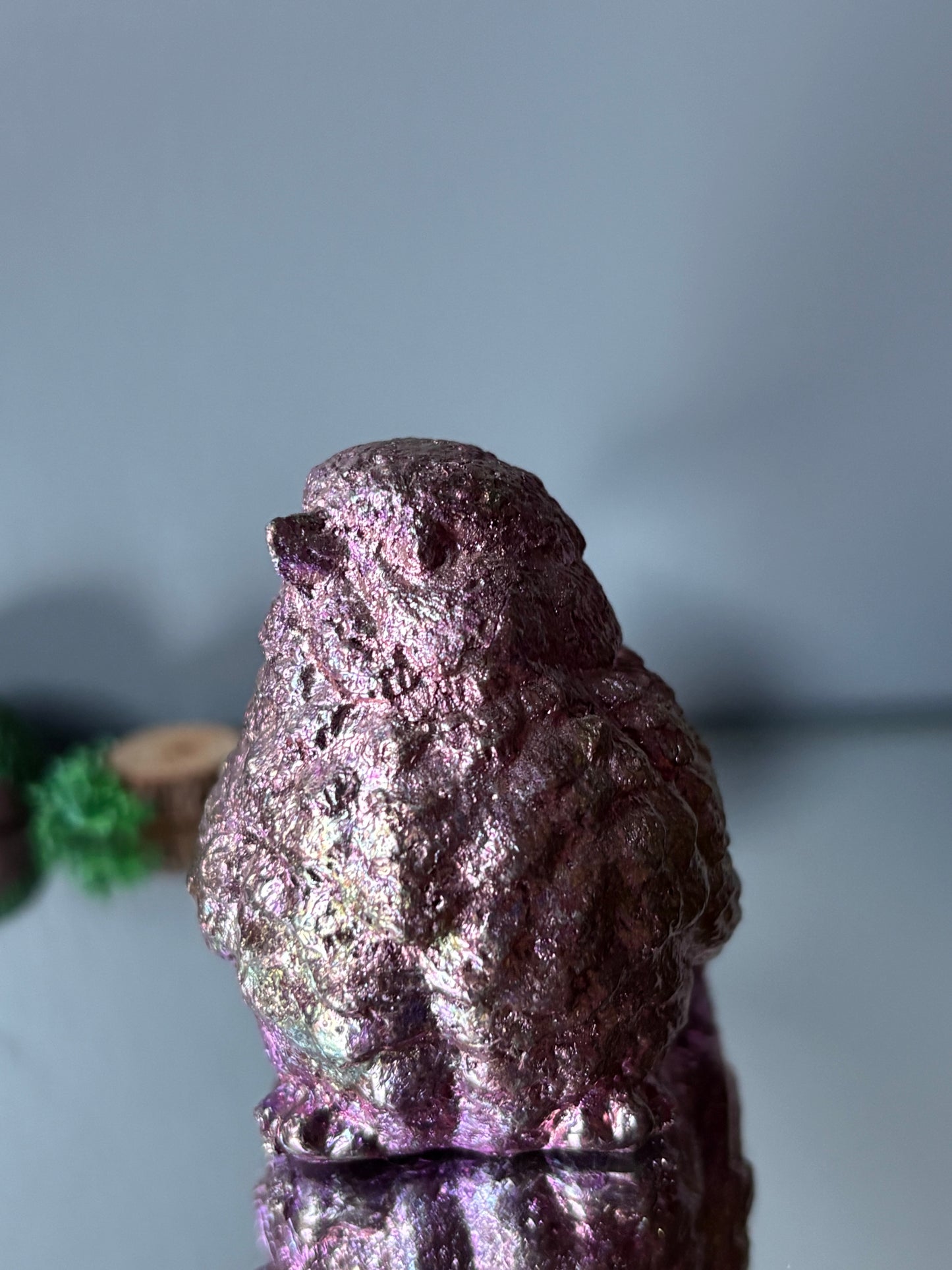 Pink Bismuth Crystal Wren Song Bird Metal Art Sculpture (2)
