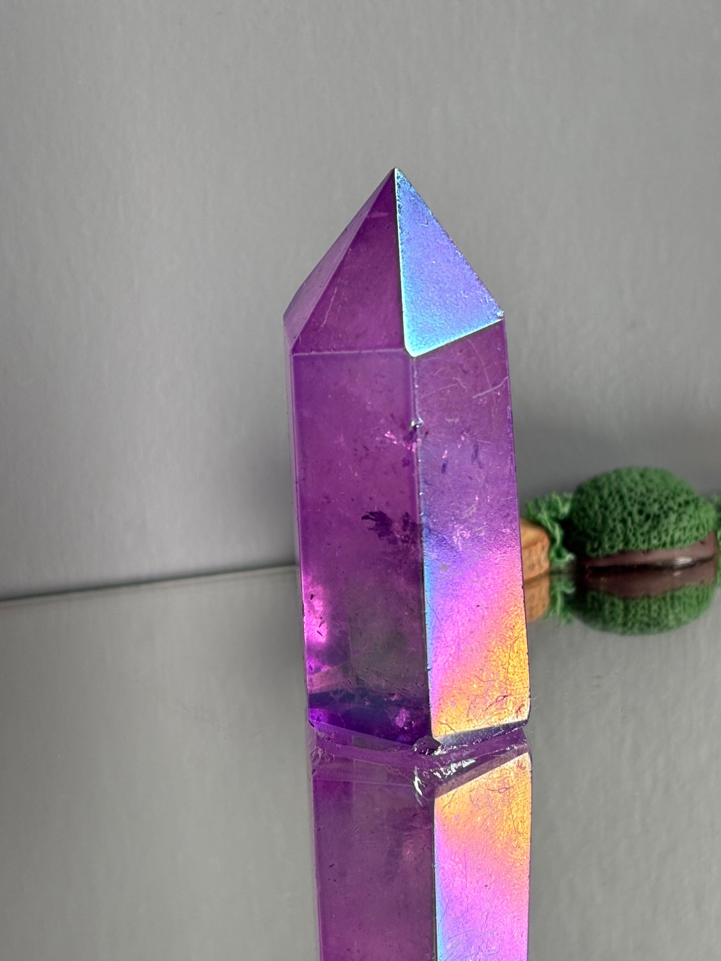 Purple Aura Quartz Crystal Gemstone Tower Point (C)