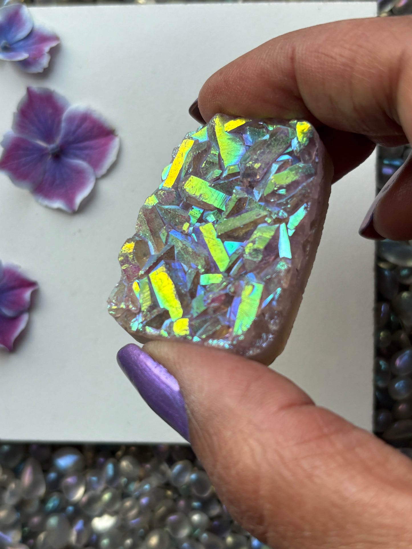 Aura Amethyst Crystal Gemstone Rectangular Cluster (3)