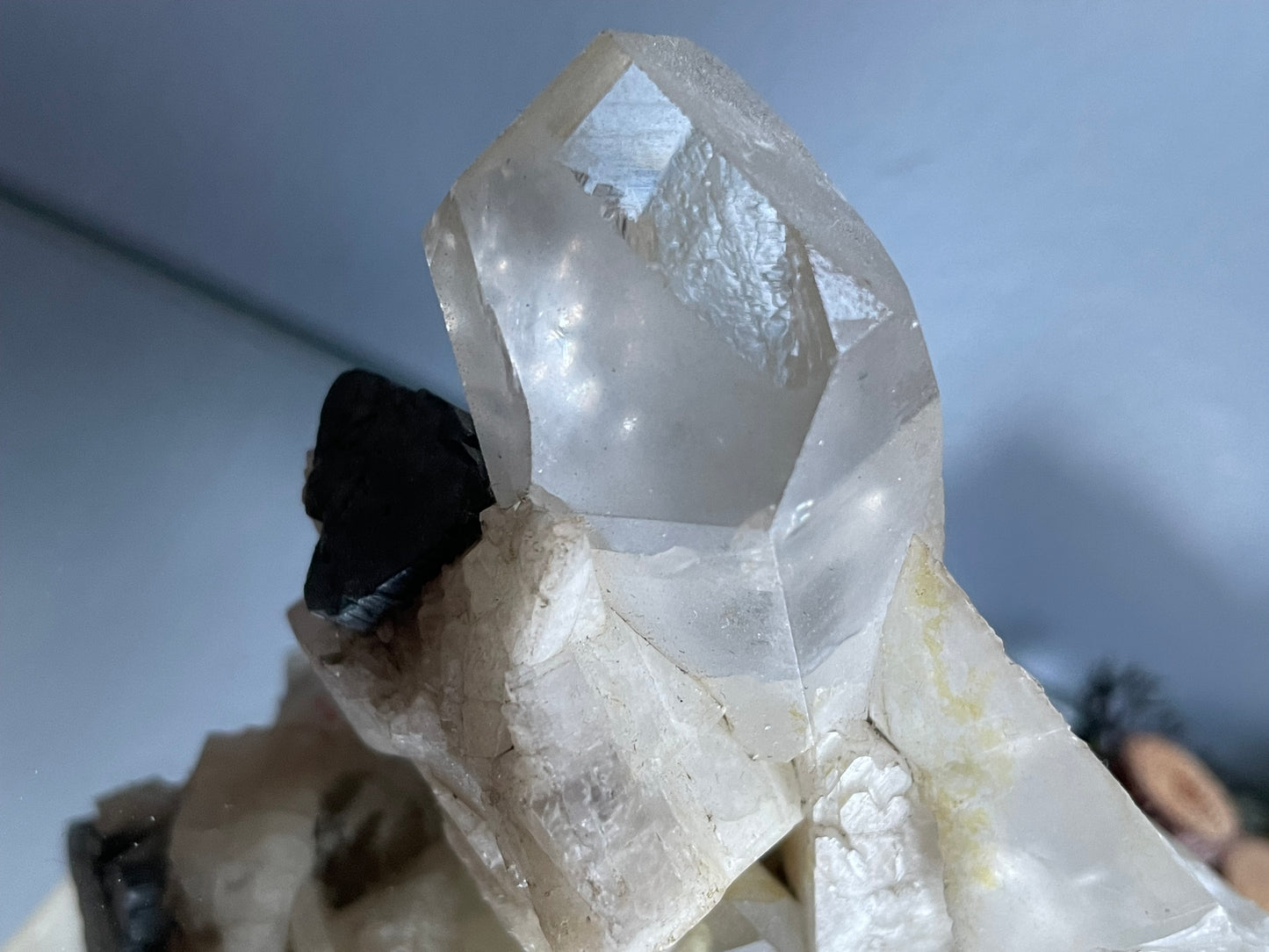 Quartz Black Tourmaline & Albite Rough Crystal Gemstone Mineral Specimen