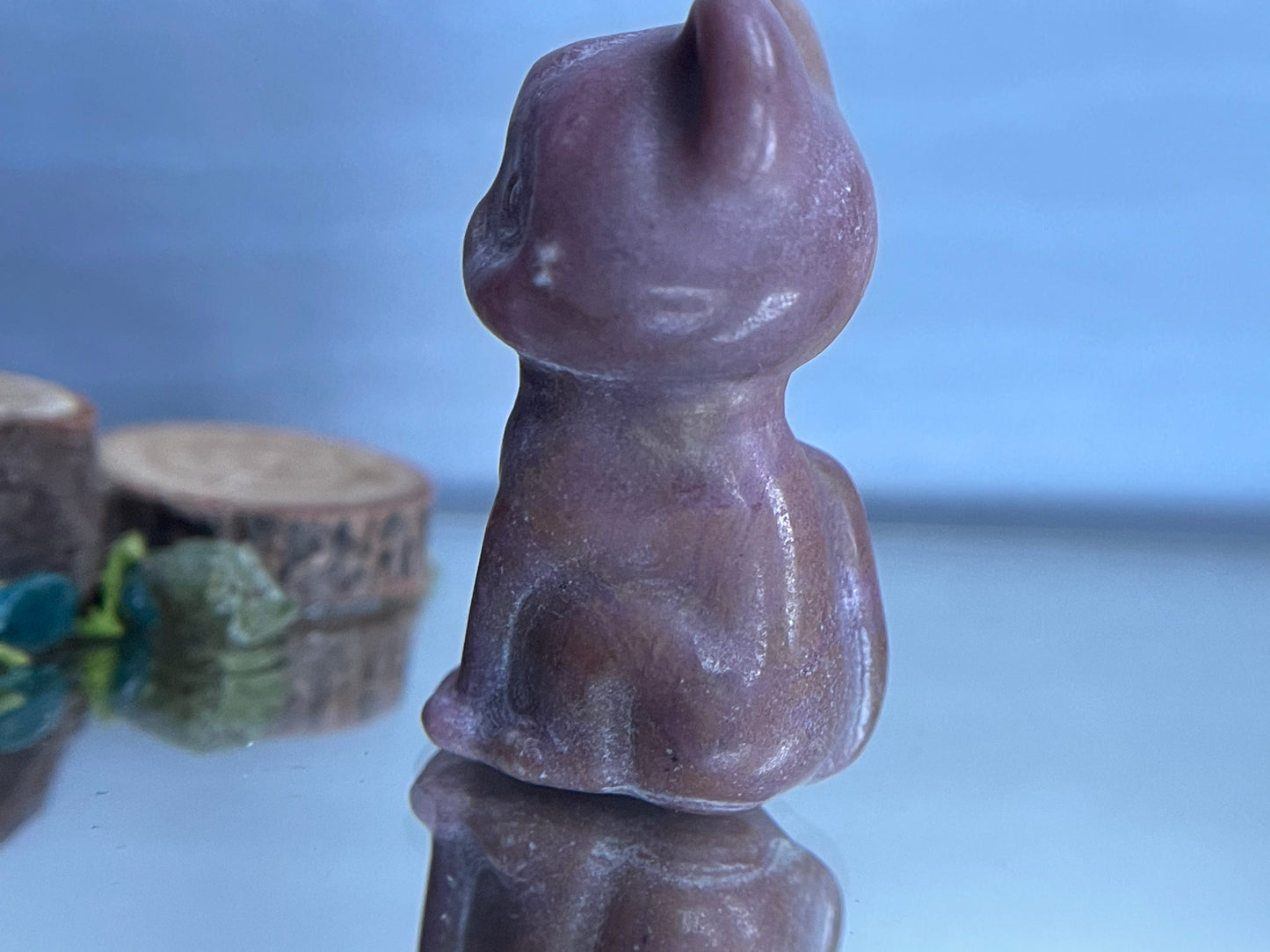 Rhodonite Micro Pocket Pet Cat Crystal Gemstone Carving