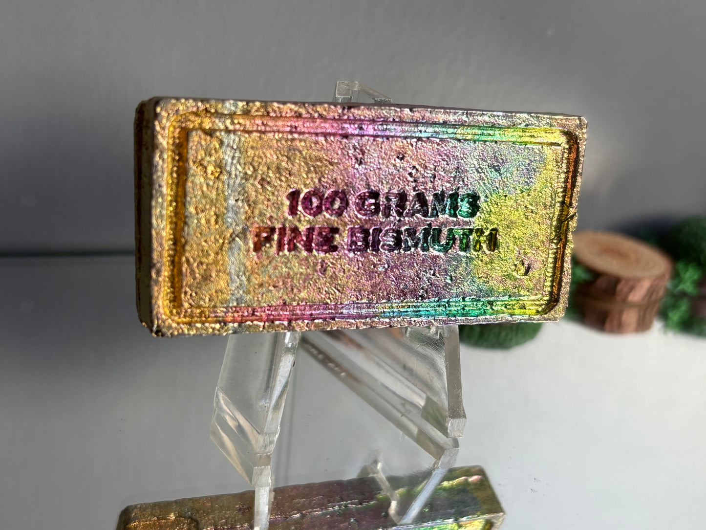Rainbow Bismuth Crystal Sculpture - Bullion Ingot Bar (1)