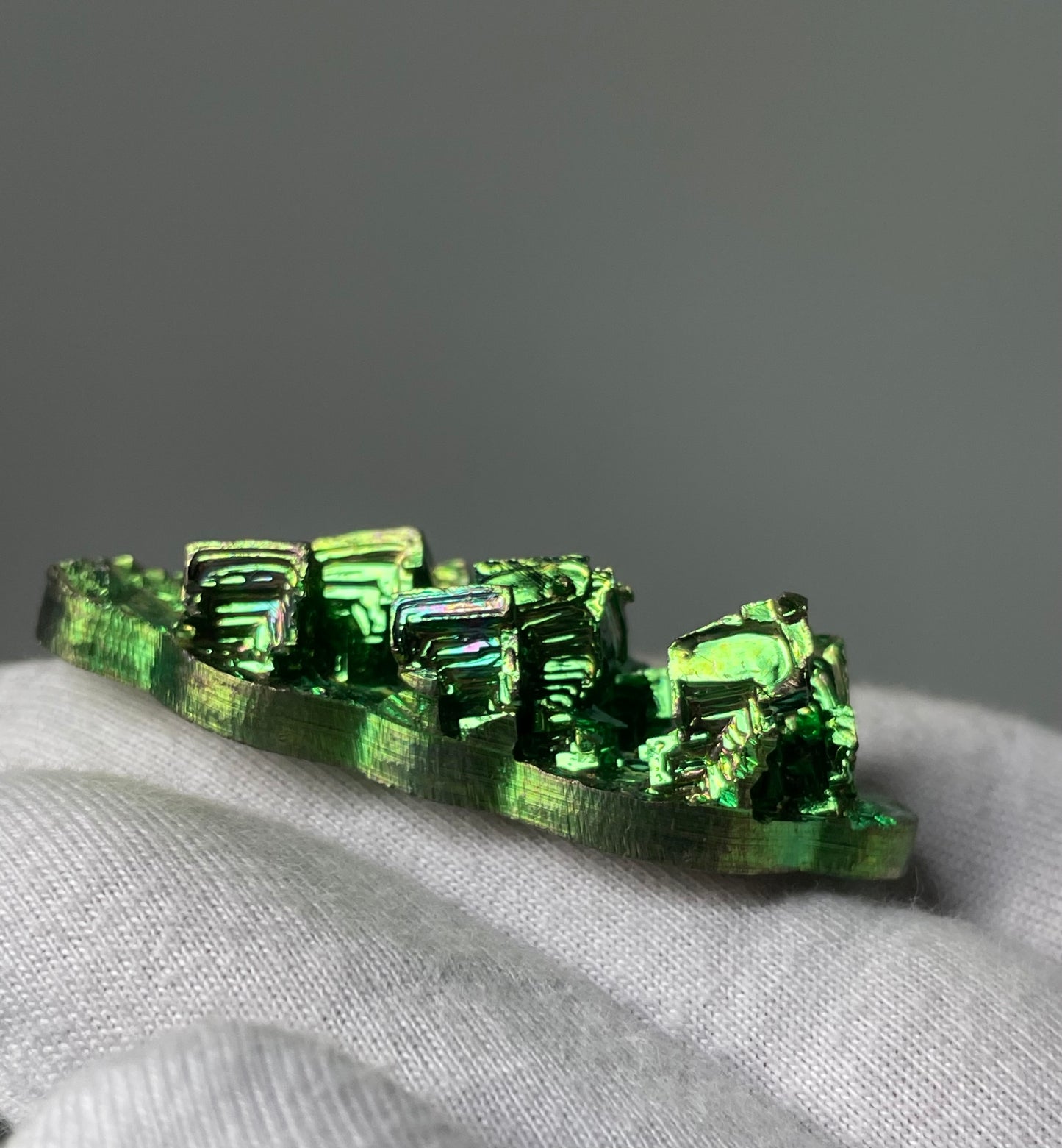 Green Bismuth Crystal Cloud Cut Out Metal Art