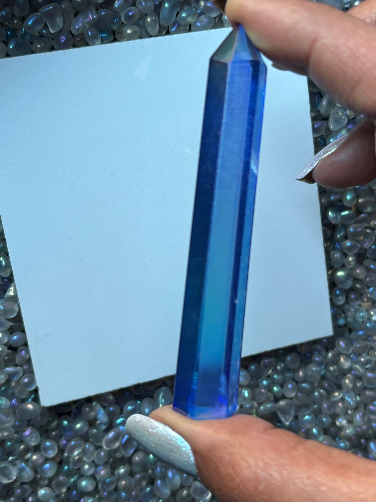 Blue Aura Quartz Crystal Gemstone Tower Point (5)