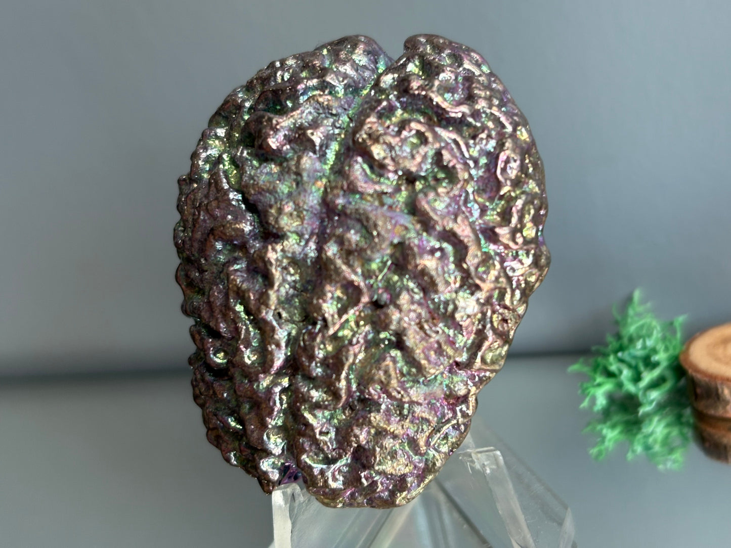 Purple Blue Bismuth Crystal Brain Metal Art Sculpture