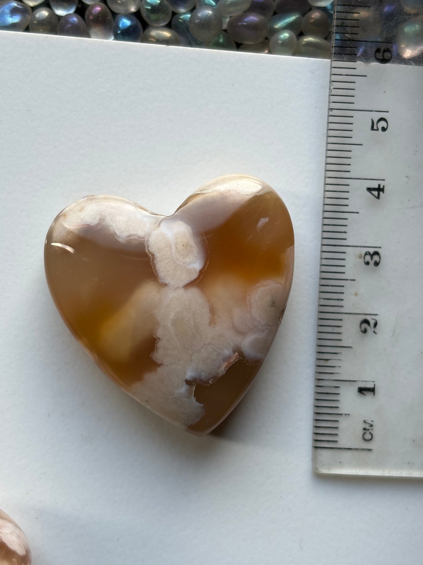Flower Cherry Blossom Agate Gemstone Crystal Set - Mini Mushroom Tumbled Stone & Heart