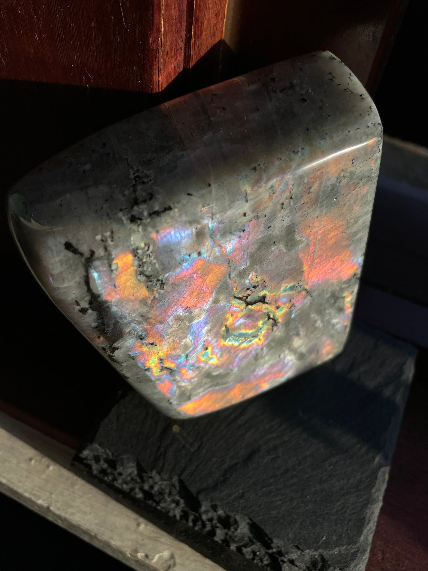 Rainbow & Orange Labradorite Crystal Gemstone Cut Base Freeform (2)