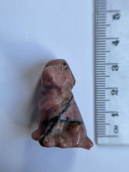Rhodonite Micro Pocket Pet Dog Crystal Gemstone Carving