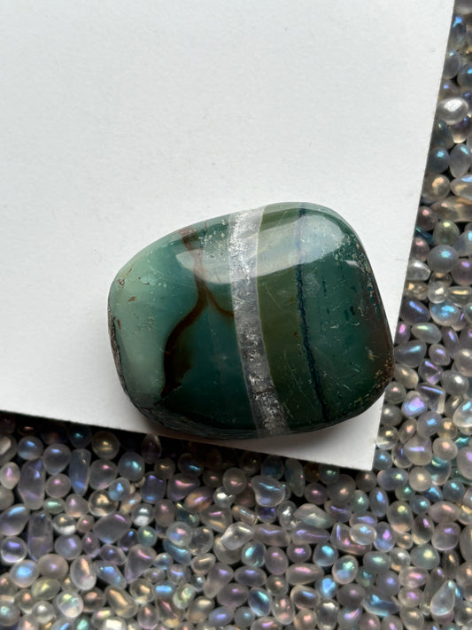 Teal Ocean Jasper Quartz Crystal Gemstone Palm Stone