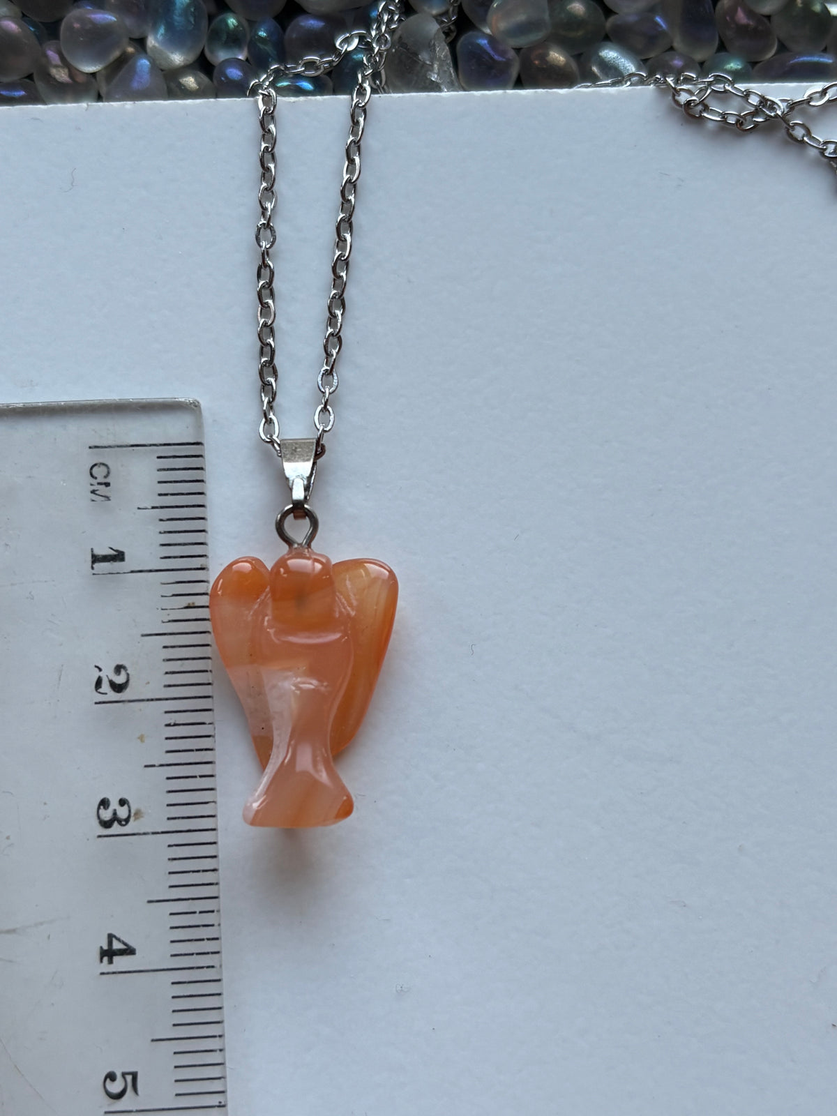 Carnelian Agate Crystal Gemstone Angel Carving Necklace