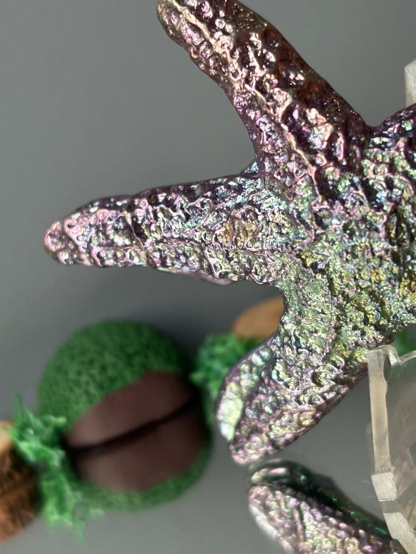 Purple Blue Bismuth Crystal Starfish Metal Art Sculpture