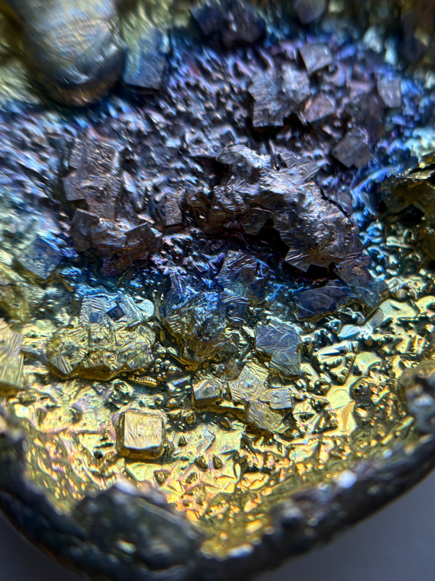 Gold Bismuth Crystal Heart Metal Art Sculpture