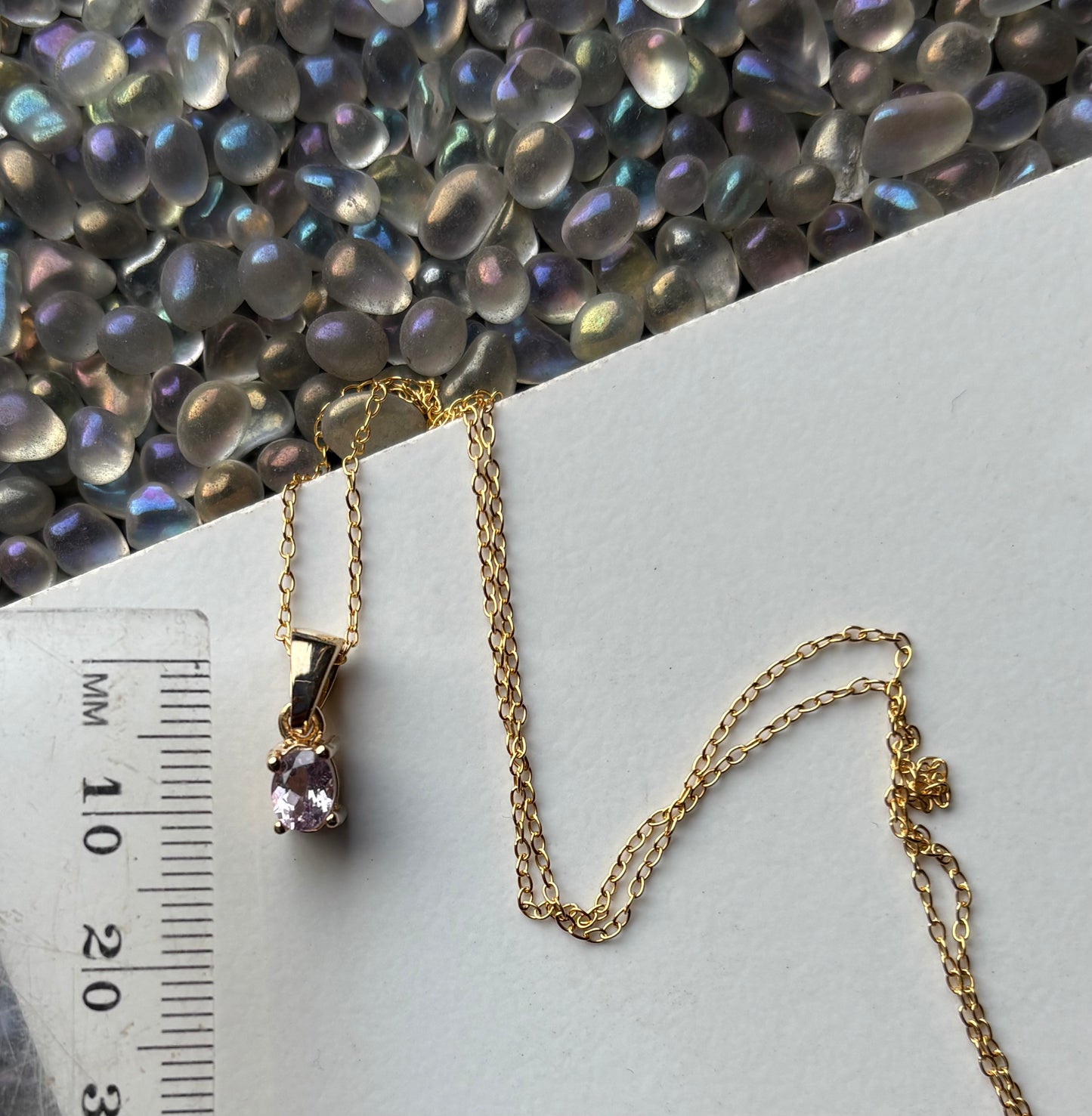 Pink Spinel Oval Gemstone Gold 925 Sterling Silver Necklace