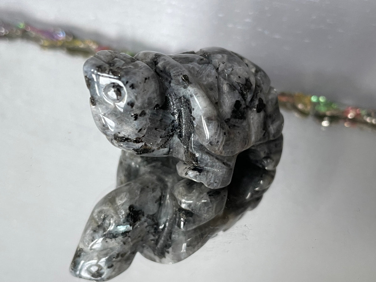 Larvikite Gemstone Crystal Turtle Animal Carving Small