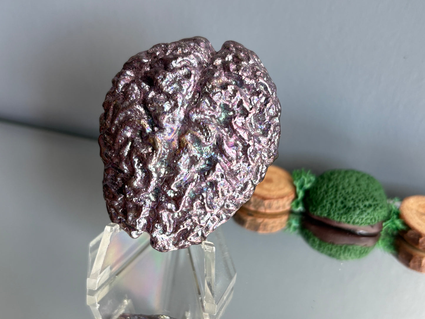 Purple Bismuth Crystal Brain Metal Art Sculpture