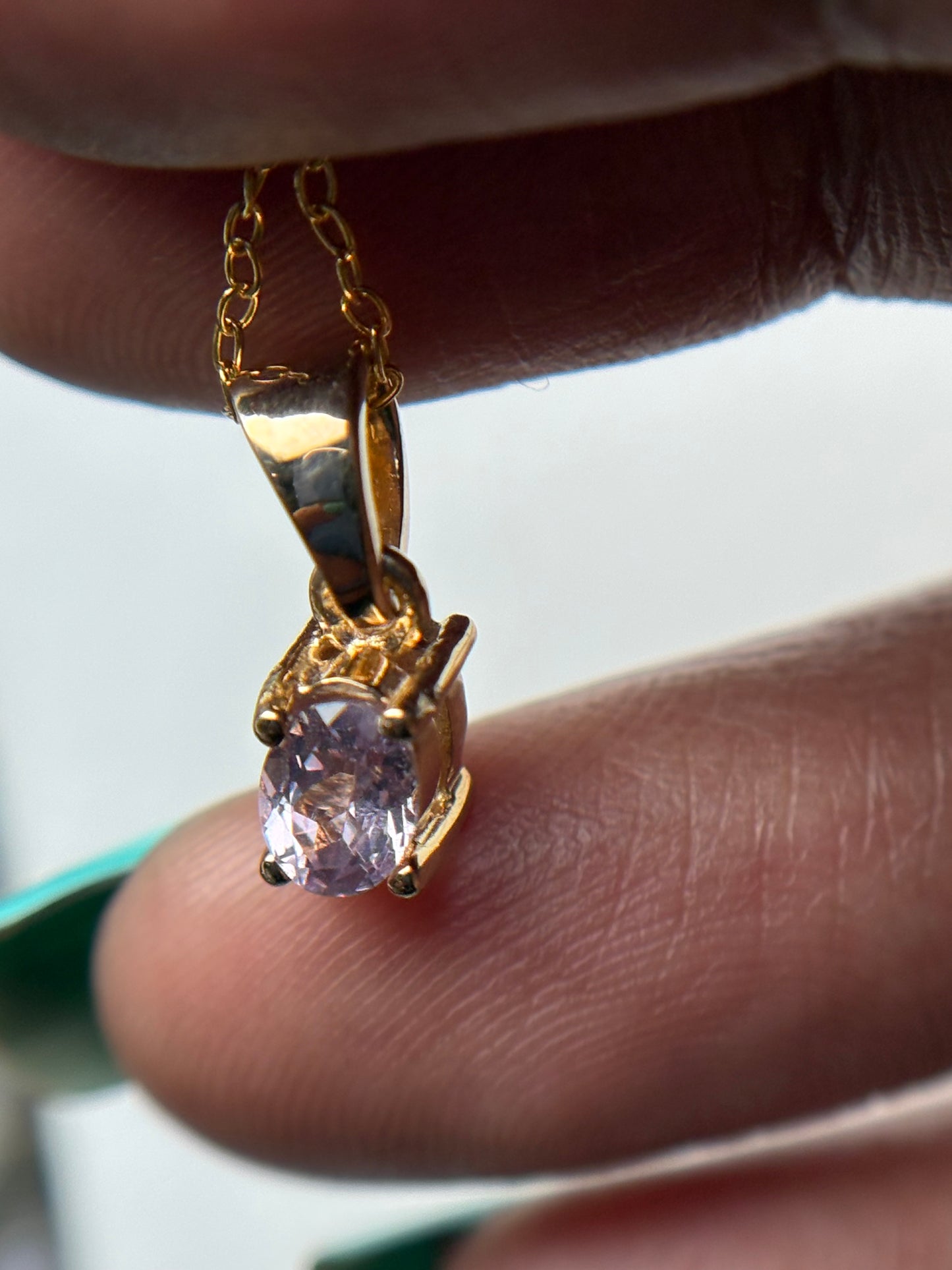 Pink Spinel Oval Gemstone Gold 925 Sterling Silver Necklace