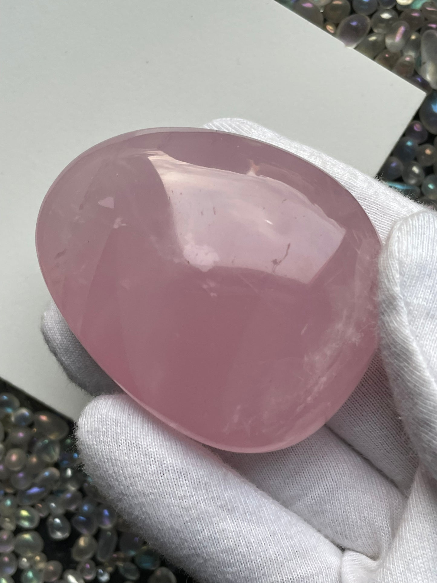 Star Rose Quartz Crystal Gemstone - Palm Stone - (2)