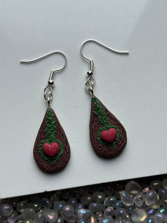 Enchanted Forest Red Glitter Heart Silver Earrings (2)