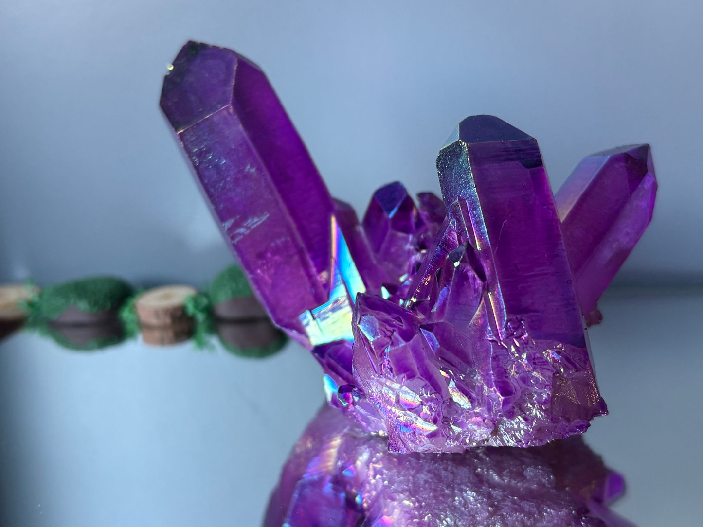 Purple Aura Quartz Crystal Gemstone Cluster - Large