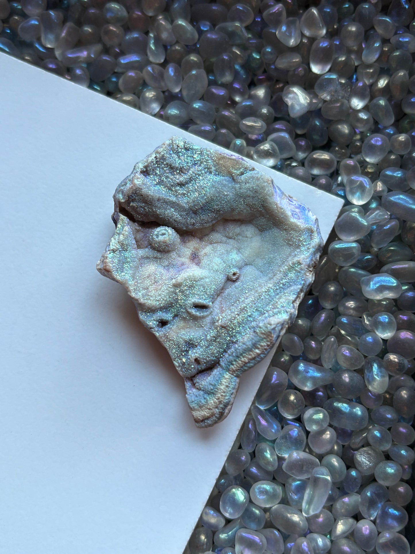 Blue Aura Druzy Chalcedony Crystal Gemstone Galaxy Slice (1)