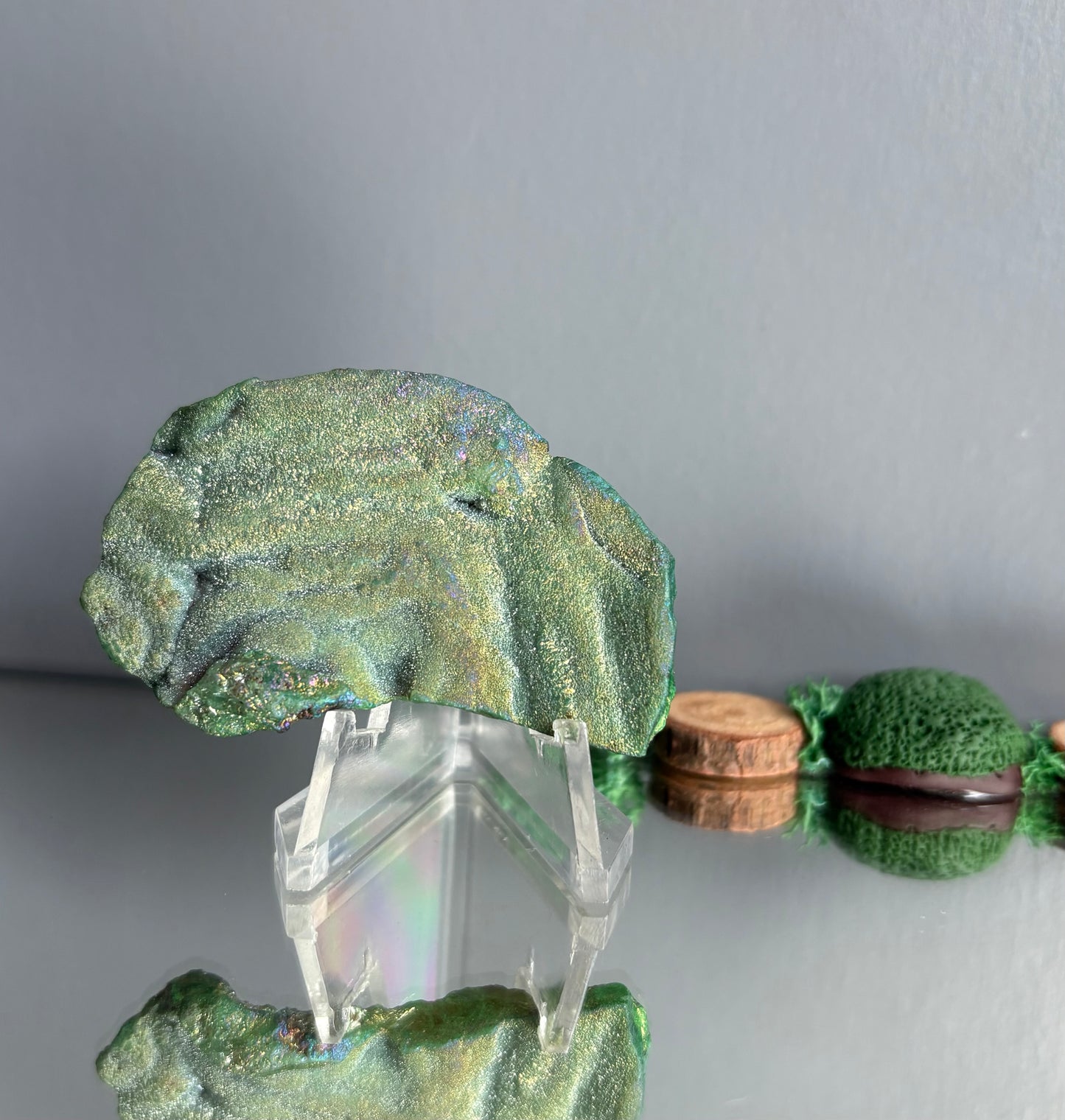 Green Aura Druzy Chalcedony Crystal Gemstone - Galaxy Slice - no 5