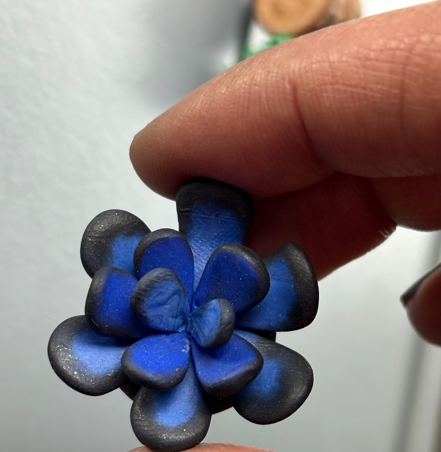 Blue Black Succulent Plant Clay Sphere Mini Holder