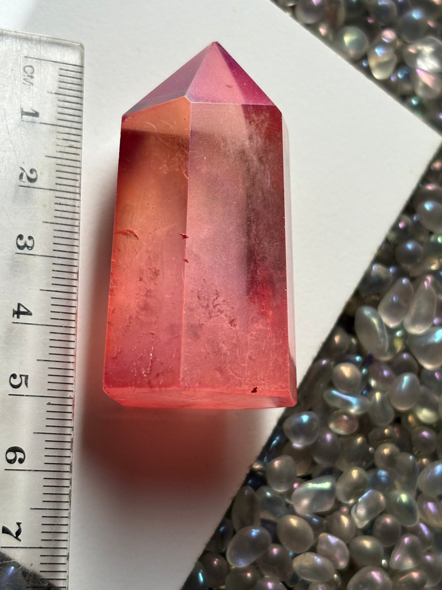 Red Aura Quartz Crystal Gemstone Tower Point