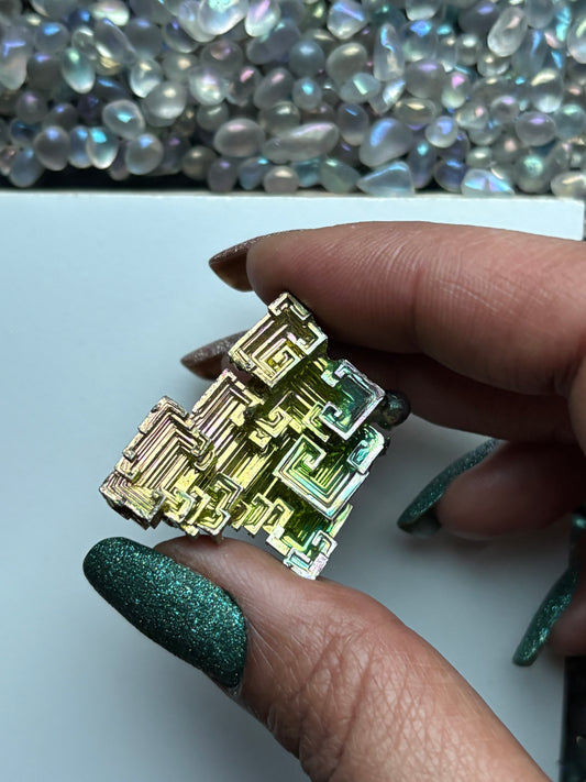 Teal Peach Bismuth Crystal Specimen - Small