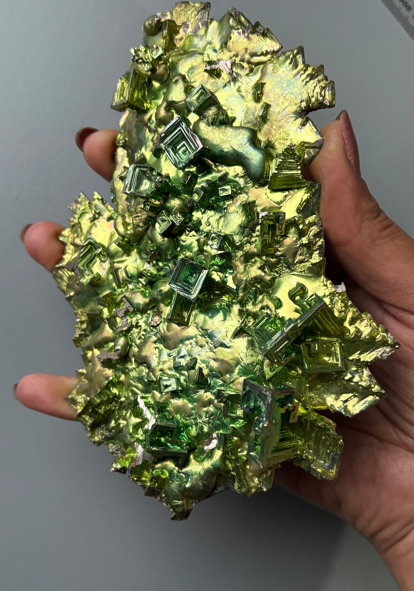 Kryptonite Green Bismuth Specimen Crystal Metal Art Large Slab