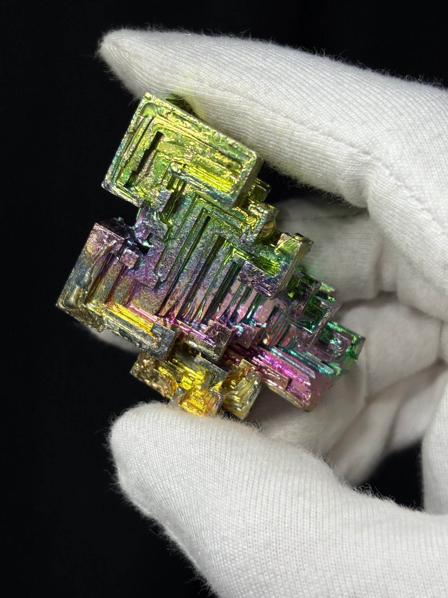Rainbow Bismuth Crystal Specimen Metal Art Large (1)