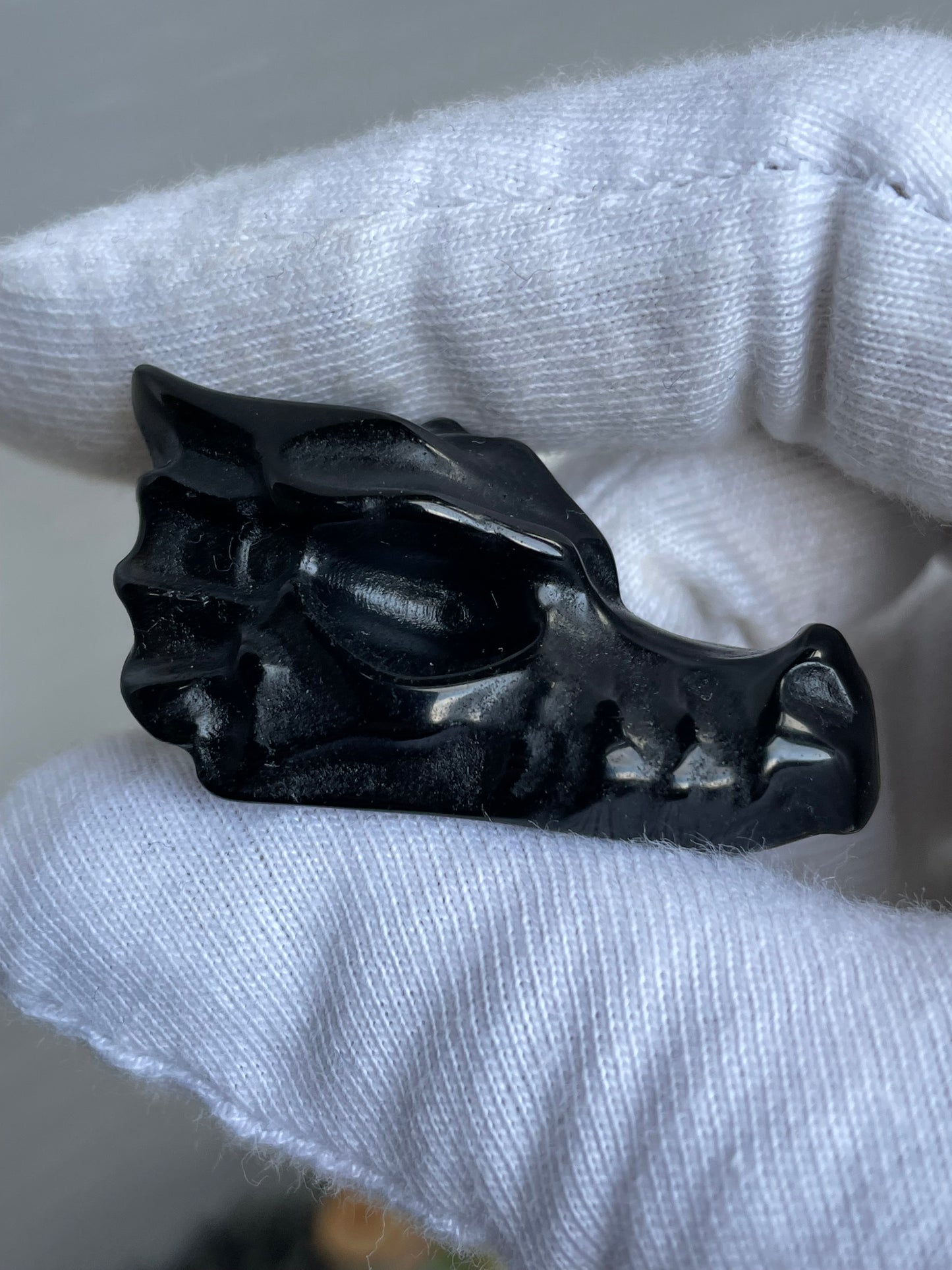Obsidian Dragon Skull Mini Crystal Gemstone Carving