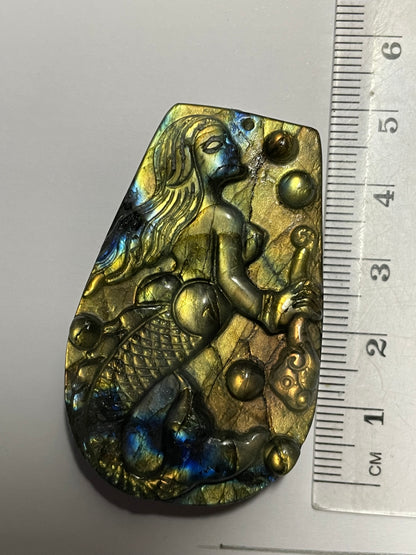 Labradorite Crystal Gemstone Flat Mermaid Carving (5)
