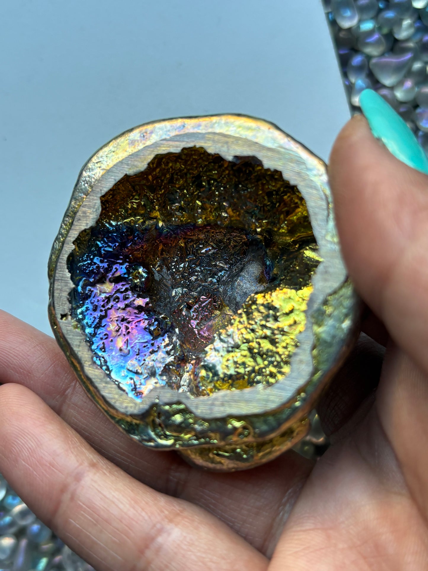 Gold Bismuth Crystal Crab Metal Art Sculpture