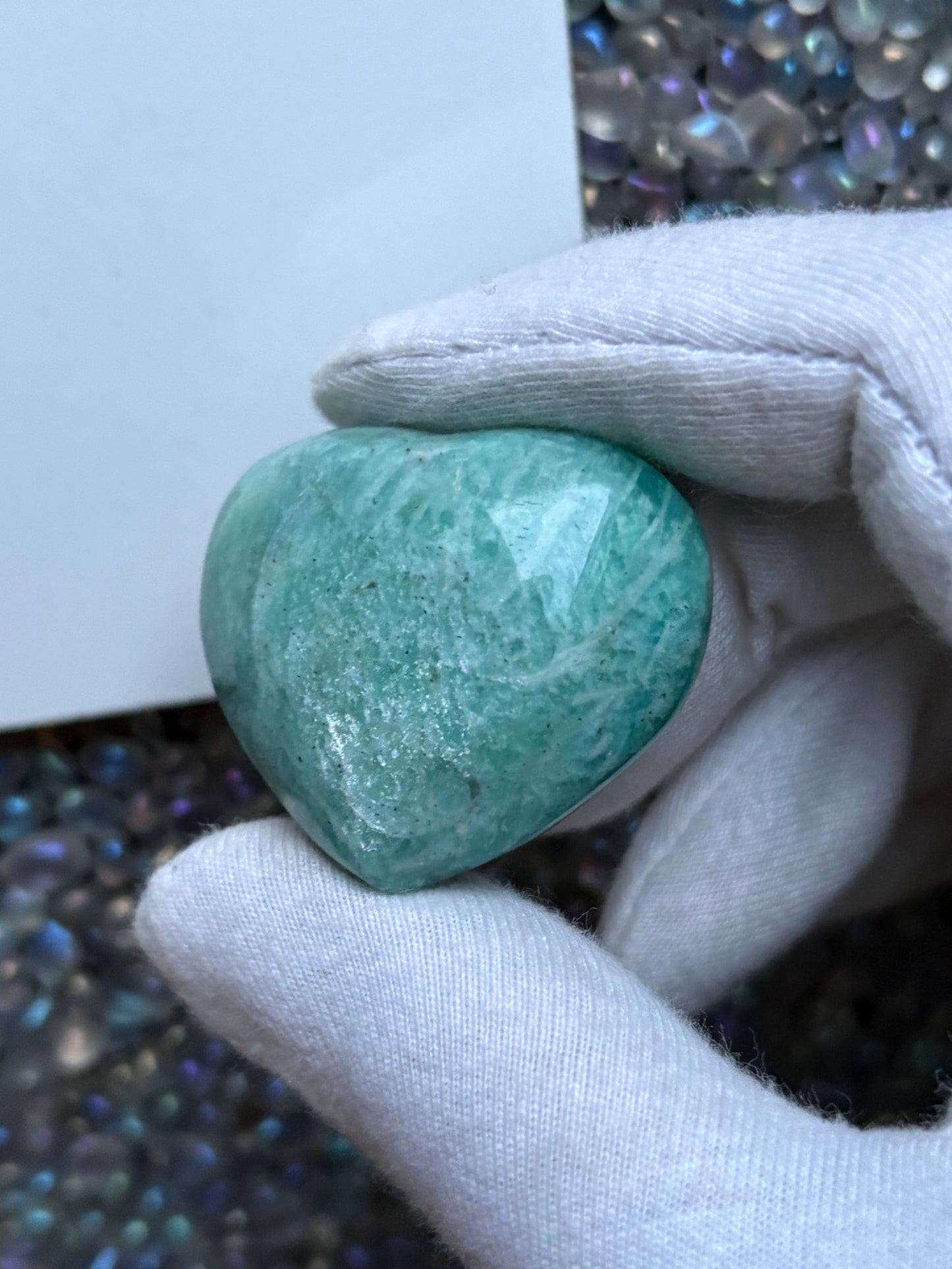 Amazonite Crystal Gemstone Puffy Heart Carving (A)