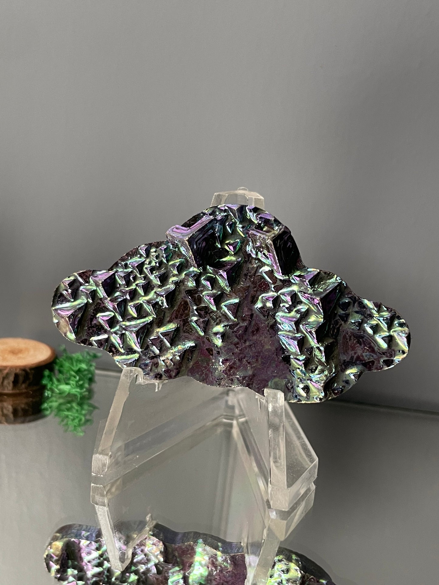 Purple Blue Bismuth Crystal Cloud Cut Out Metal Art