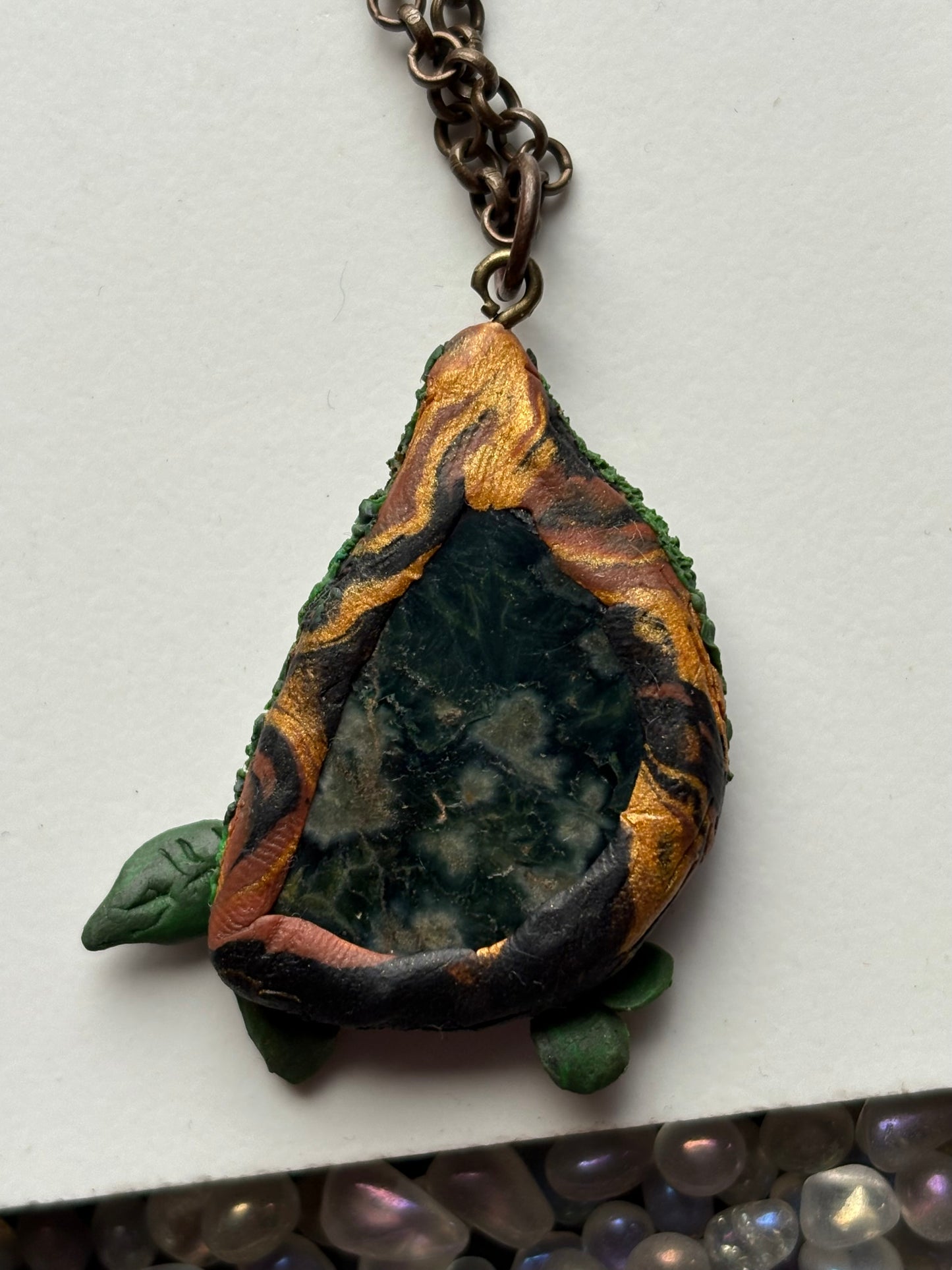 Ocean Jasper Gemstone Crystal Enchanted Forest Necklace (2)