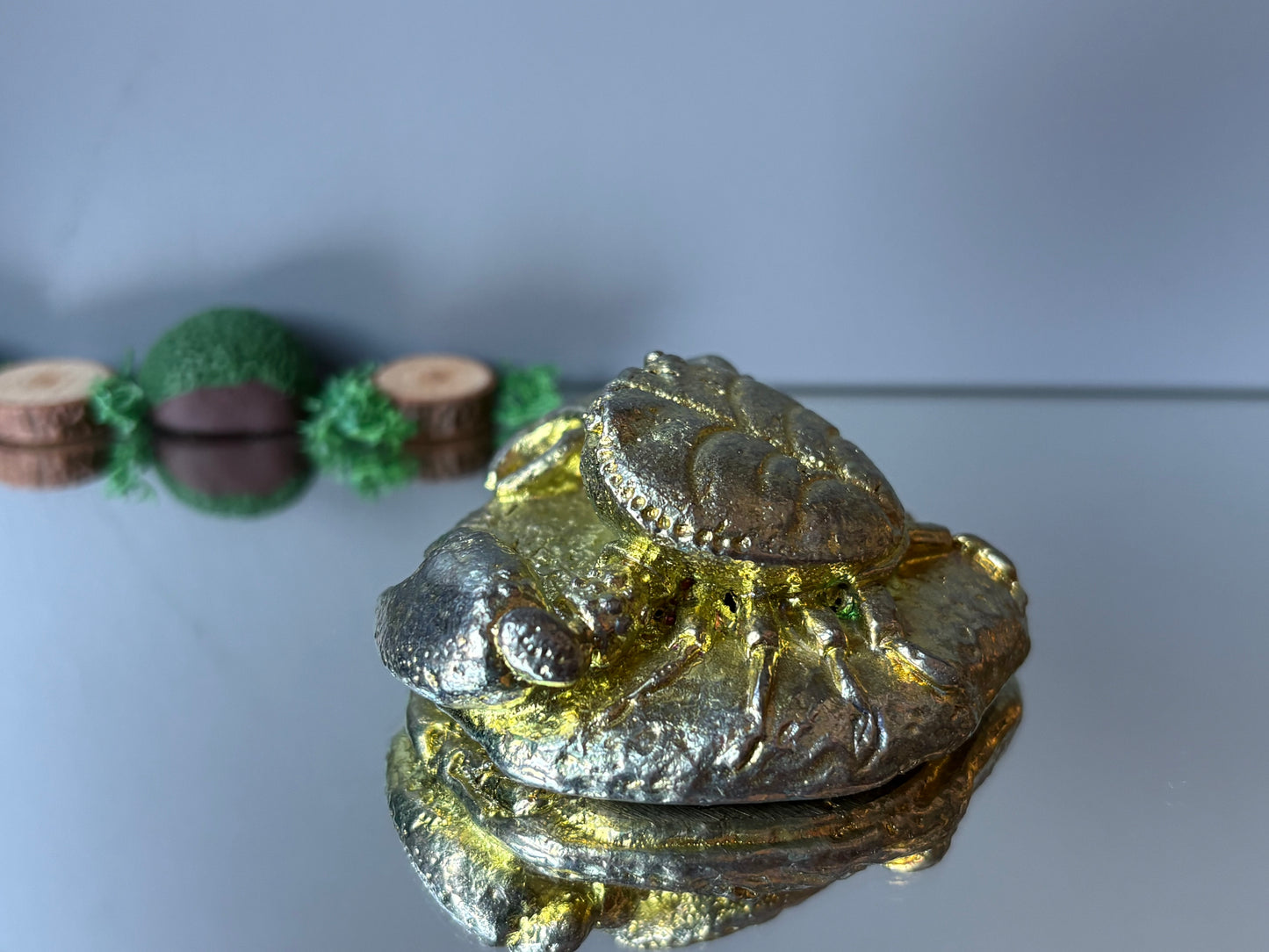 Gold Bismuth Crystal Crab Metal Art Sculpture