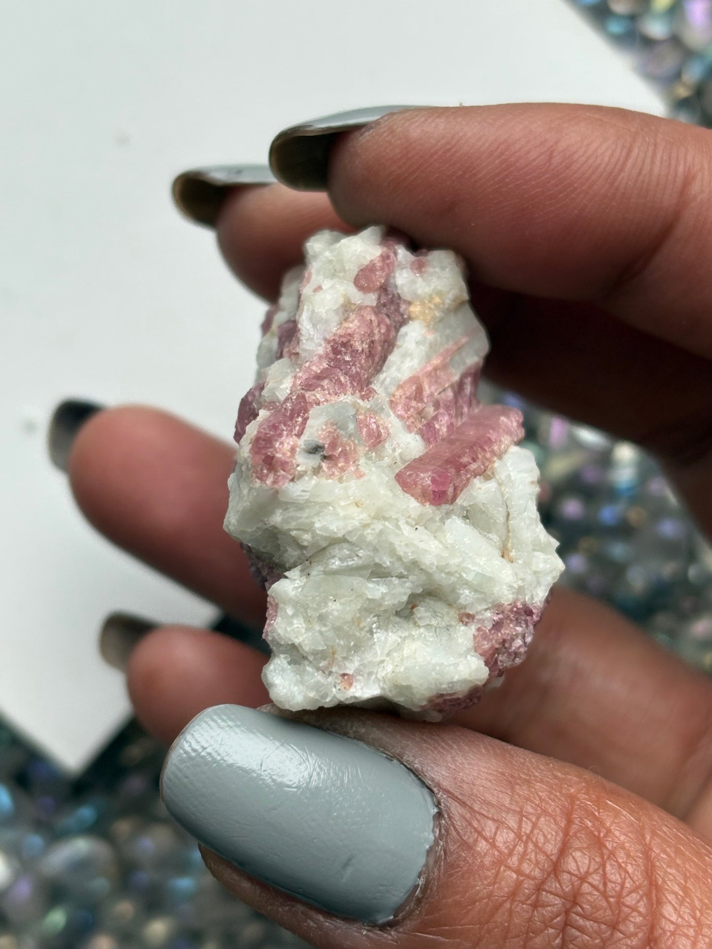 Pink Tourmaline Quartz Crystal Gemstone Rough Specimen (A)