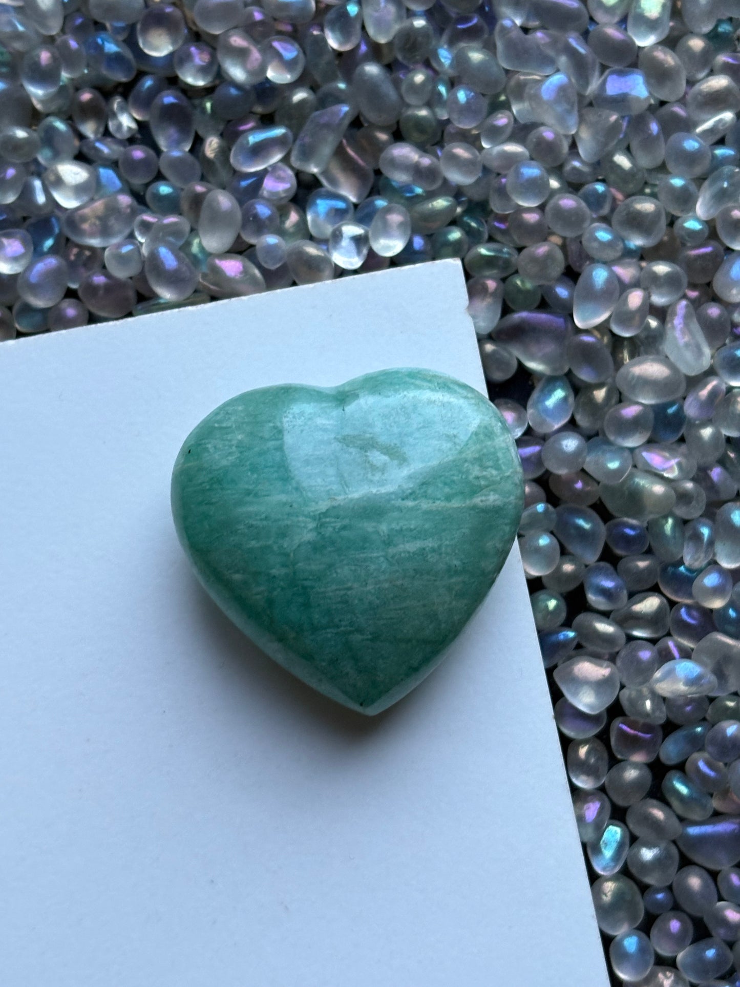 Amazonite Crystal Gemstone Puffy Heart Carving (B)