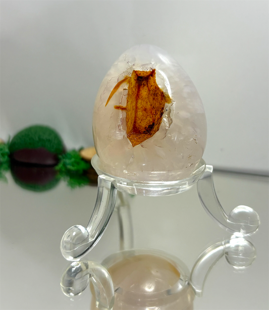 Carnelian Agate Druzy Crystal Gemstone Egg Carving
