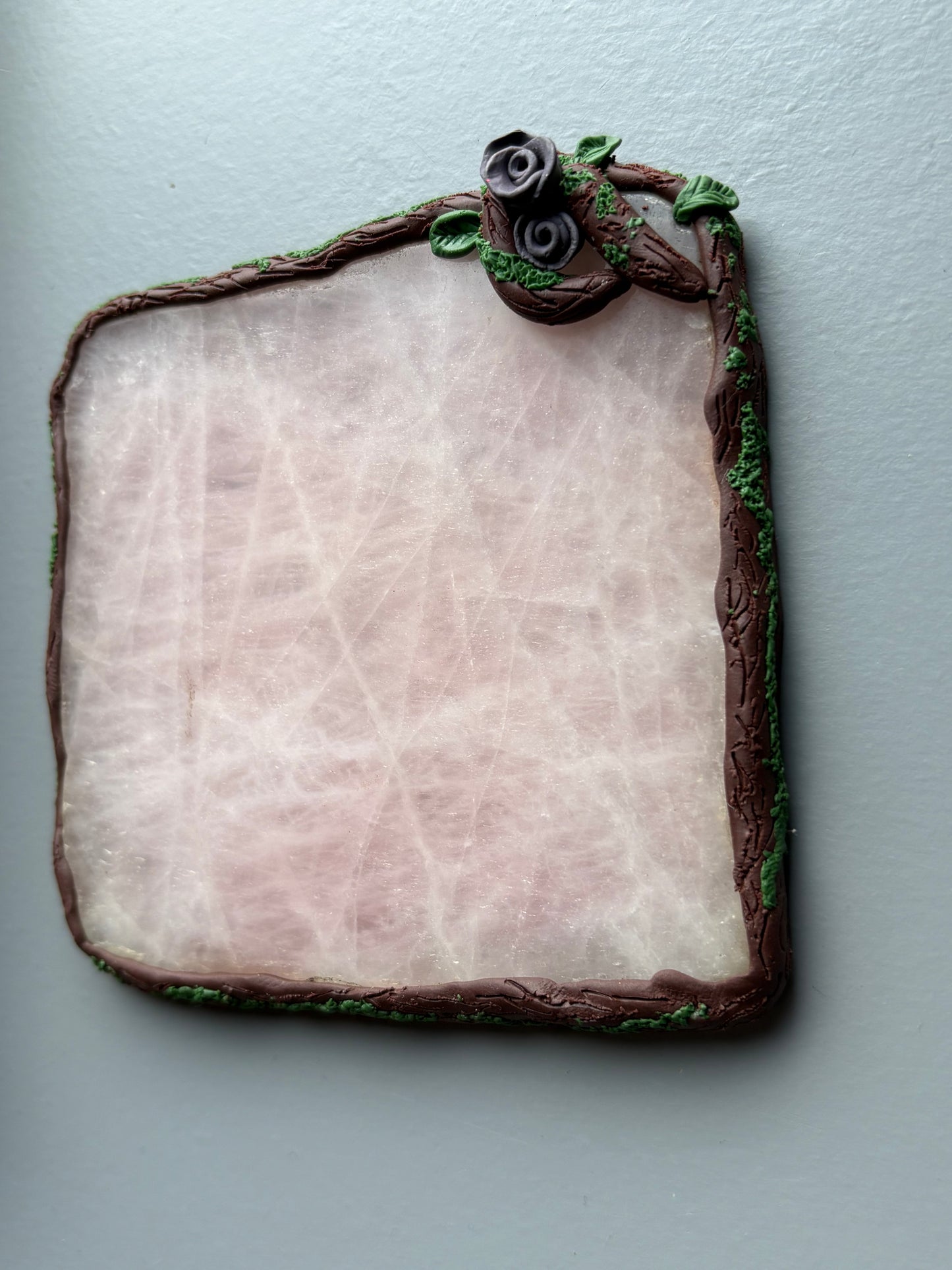 Enchanted Forest Rose Quartz Crystal Gemstone Coaster