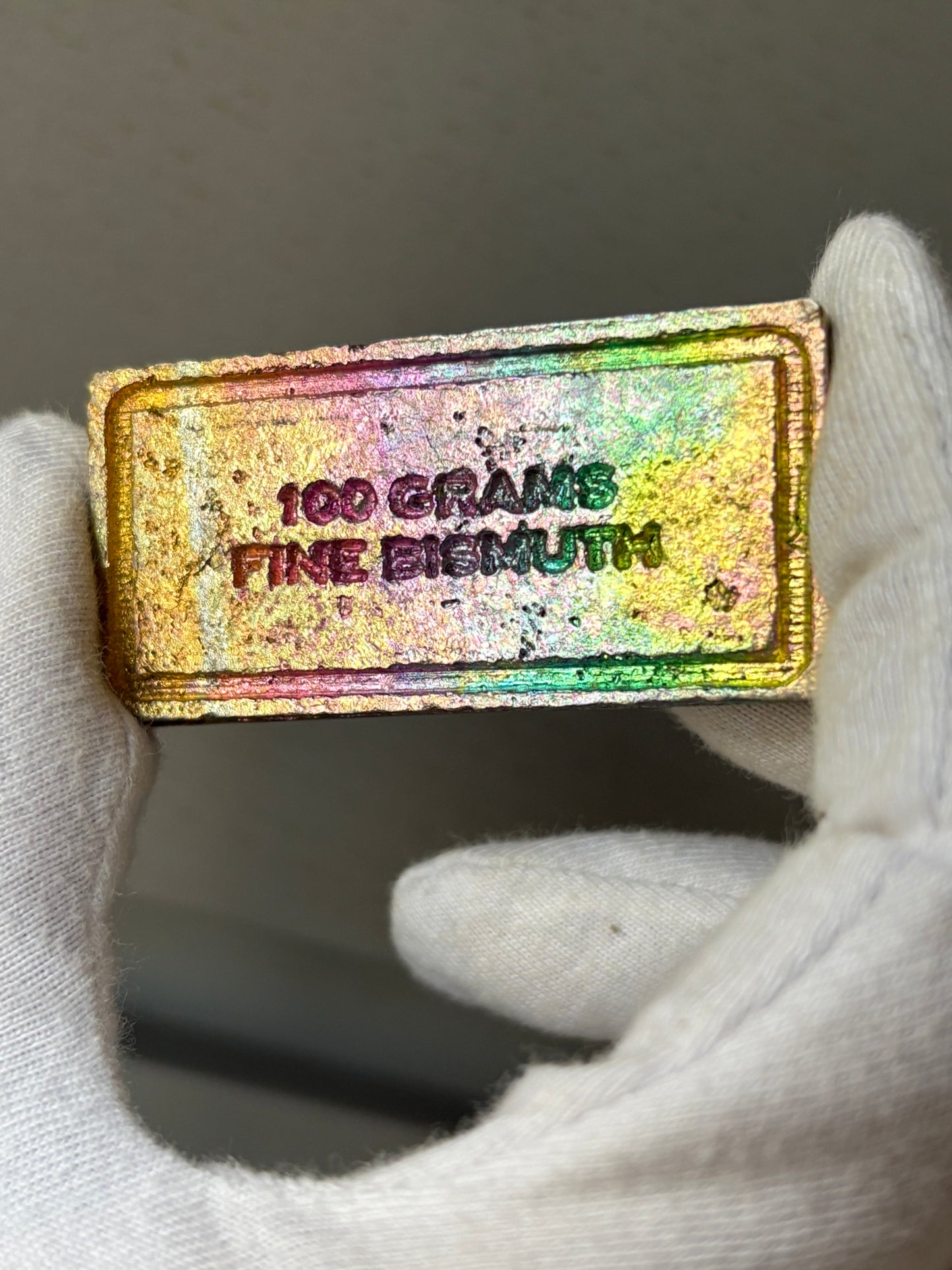 Rainbow Bismuth Crystal Sculpture - Bullion Ingot Bar (1)