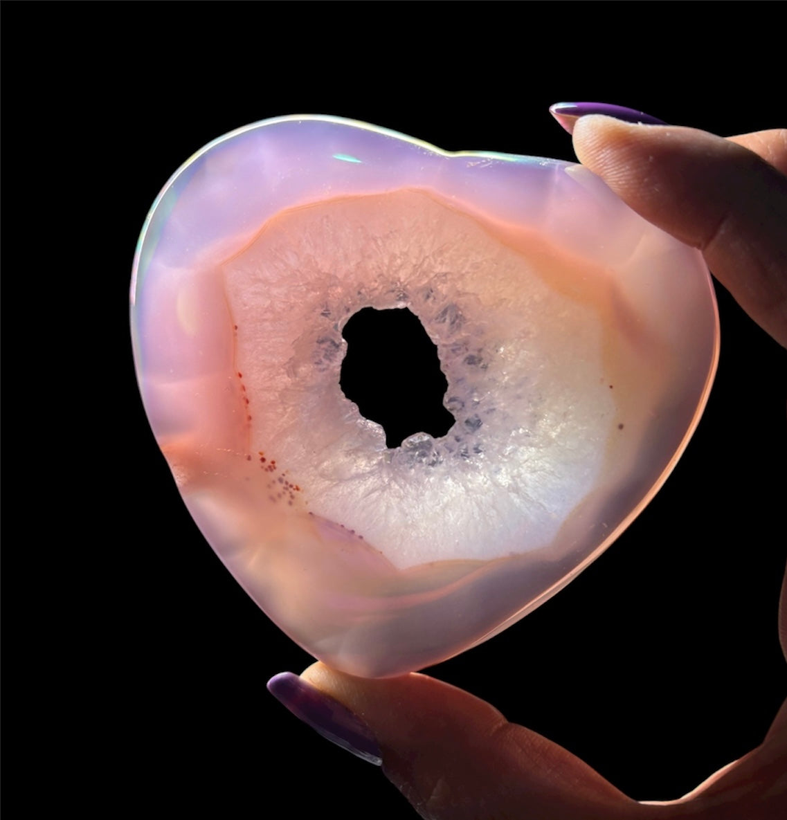 Angel Aura Druzy Agate Crystal Gemstone Heart Carving Medium