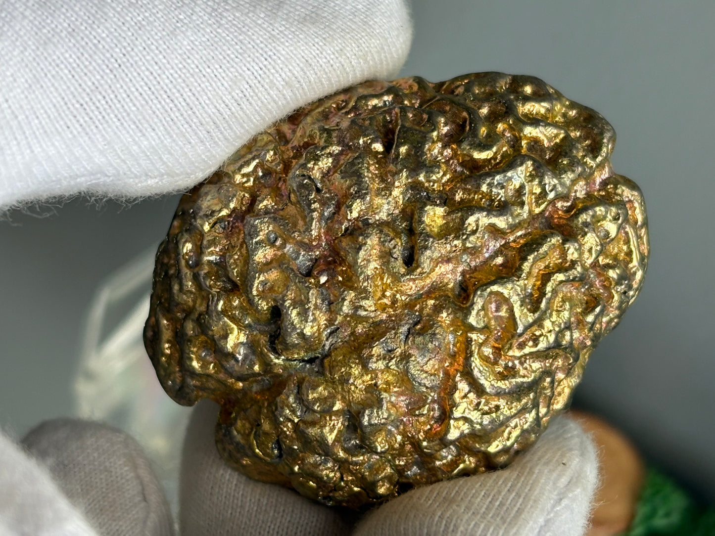 Gold Bismuth Crystal Brain Metal Art Sculpture