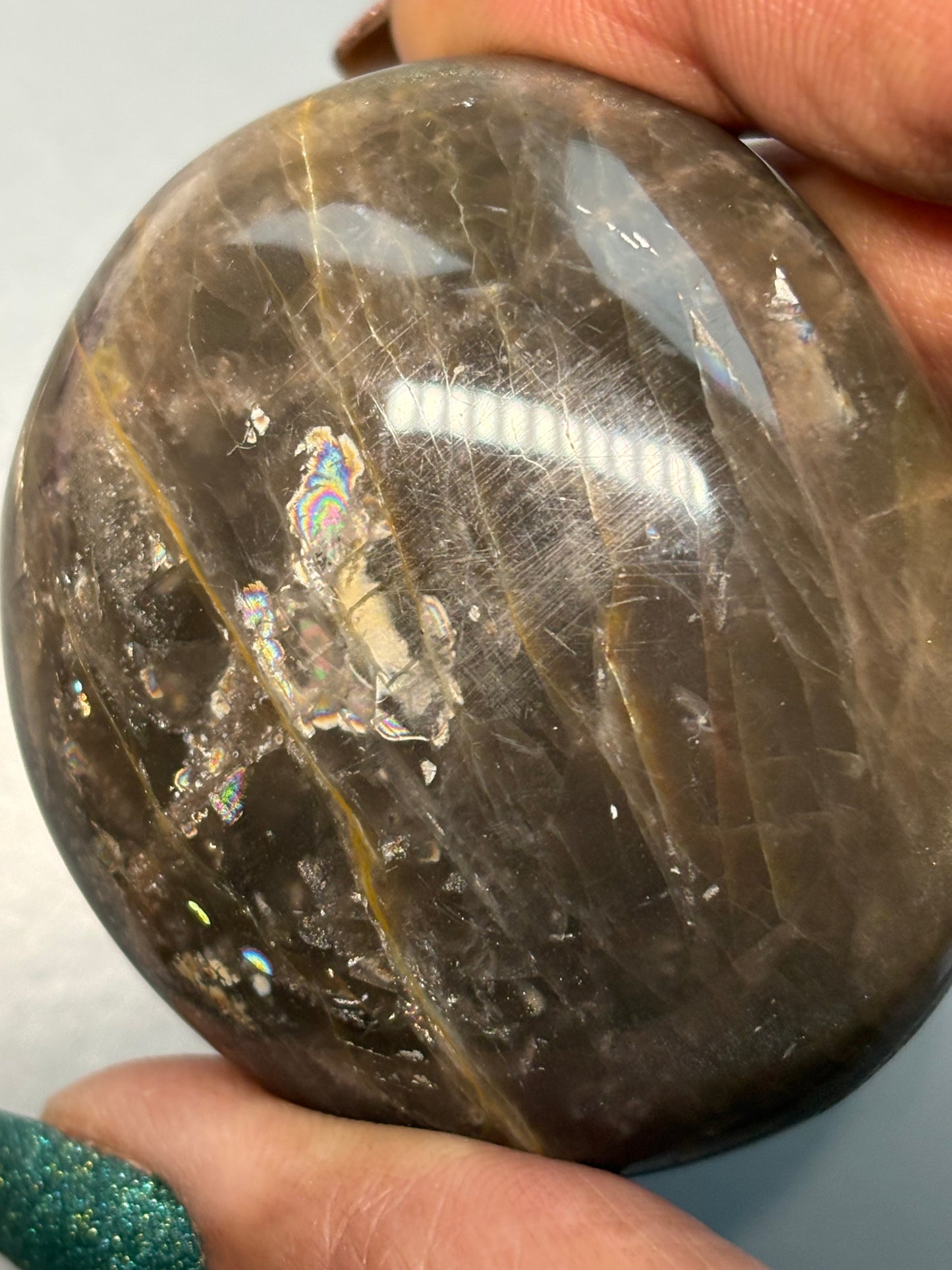 Black Moonstone Gemstone Crystal Palm Stone - Large