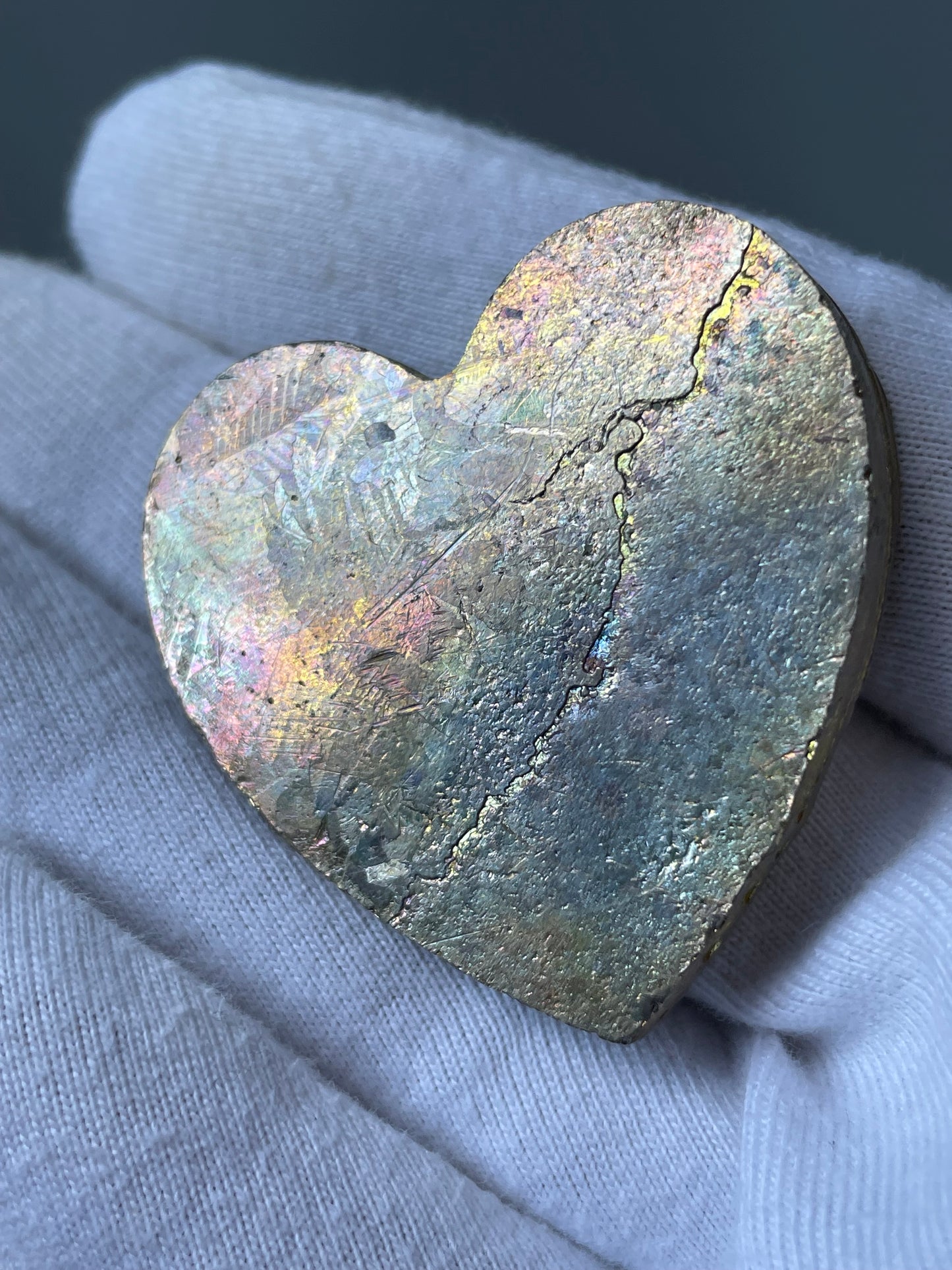 Gold Bismuth Crystal Heart Cut Out Metal Art