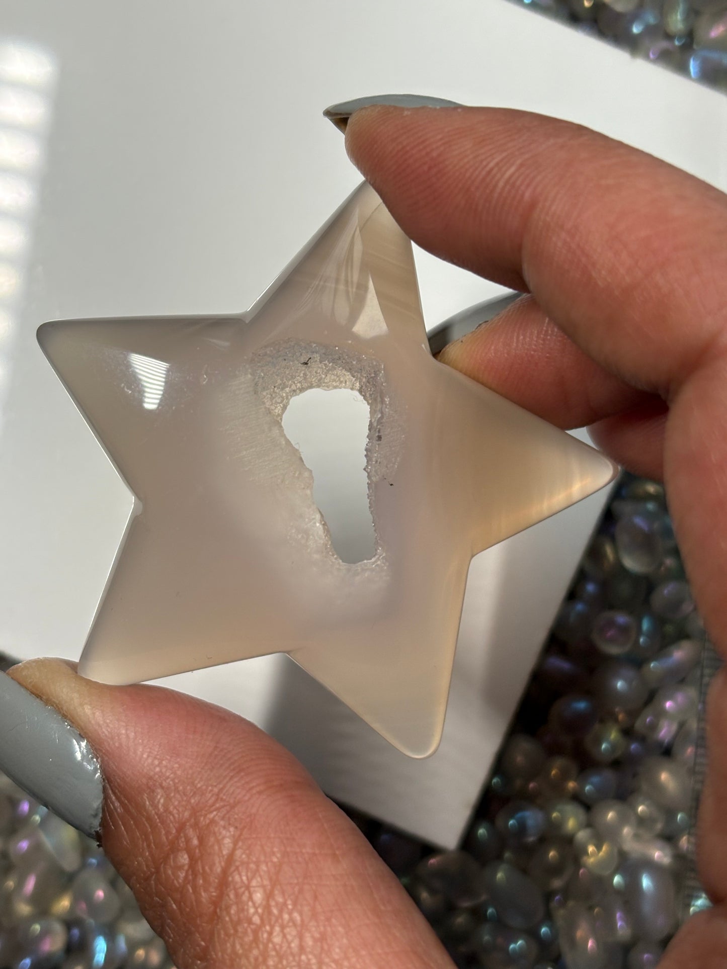 Druzy Agate Crystal Star Carving