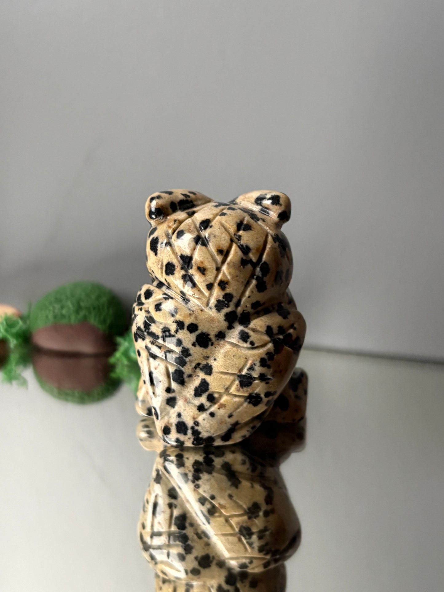 Dalmatian Jasper Gemstone Crystal Animal Owl Carving