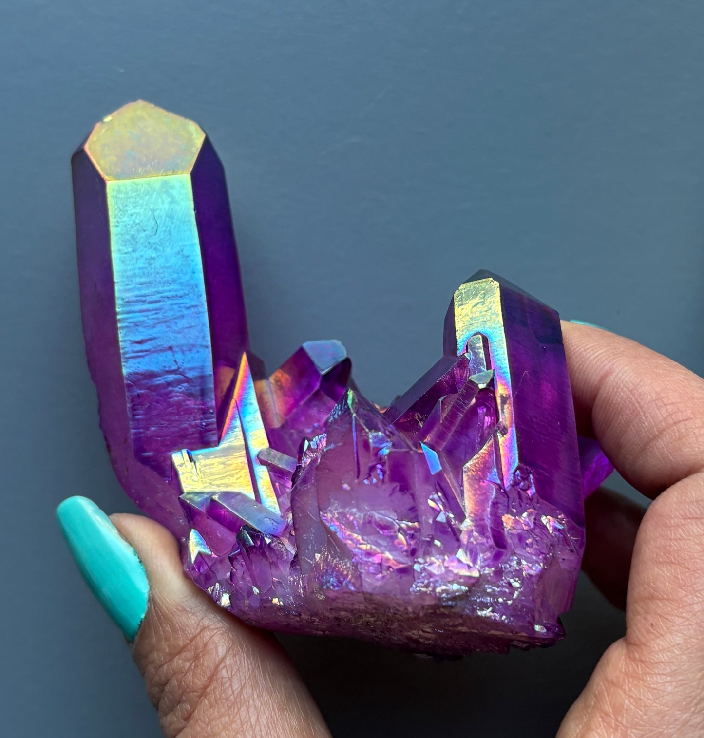 Purple Aura Quartz Crystal Gemstone Cluster - Large