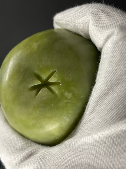 Green Jade Gemstone Crystal Apple Carving